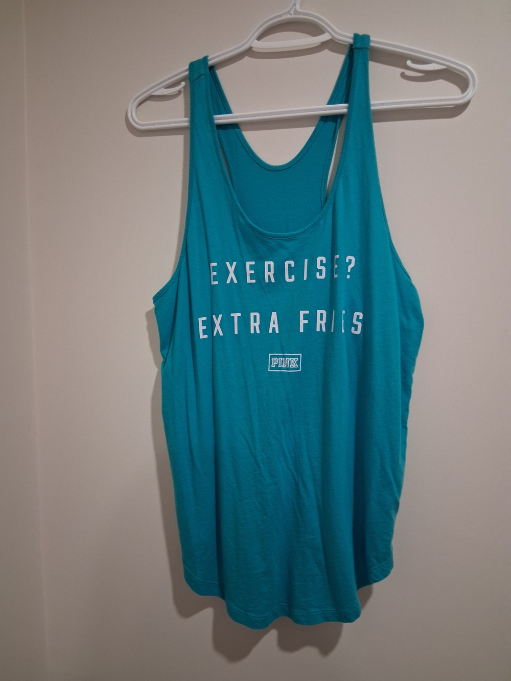 PINK Victoria's Secret Teal Graphic Tank - White Lettering